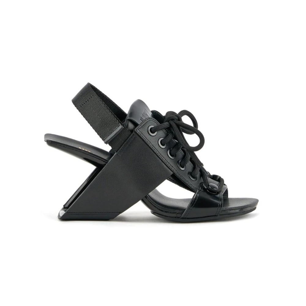 United‎ Nude Loop Sporty Hi Black Architectural Cantilever Heel Sandals 40